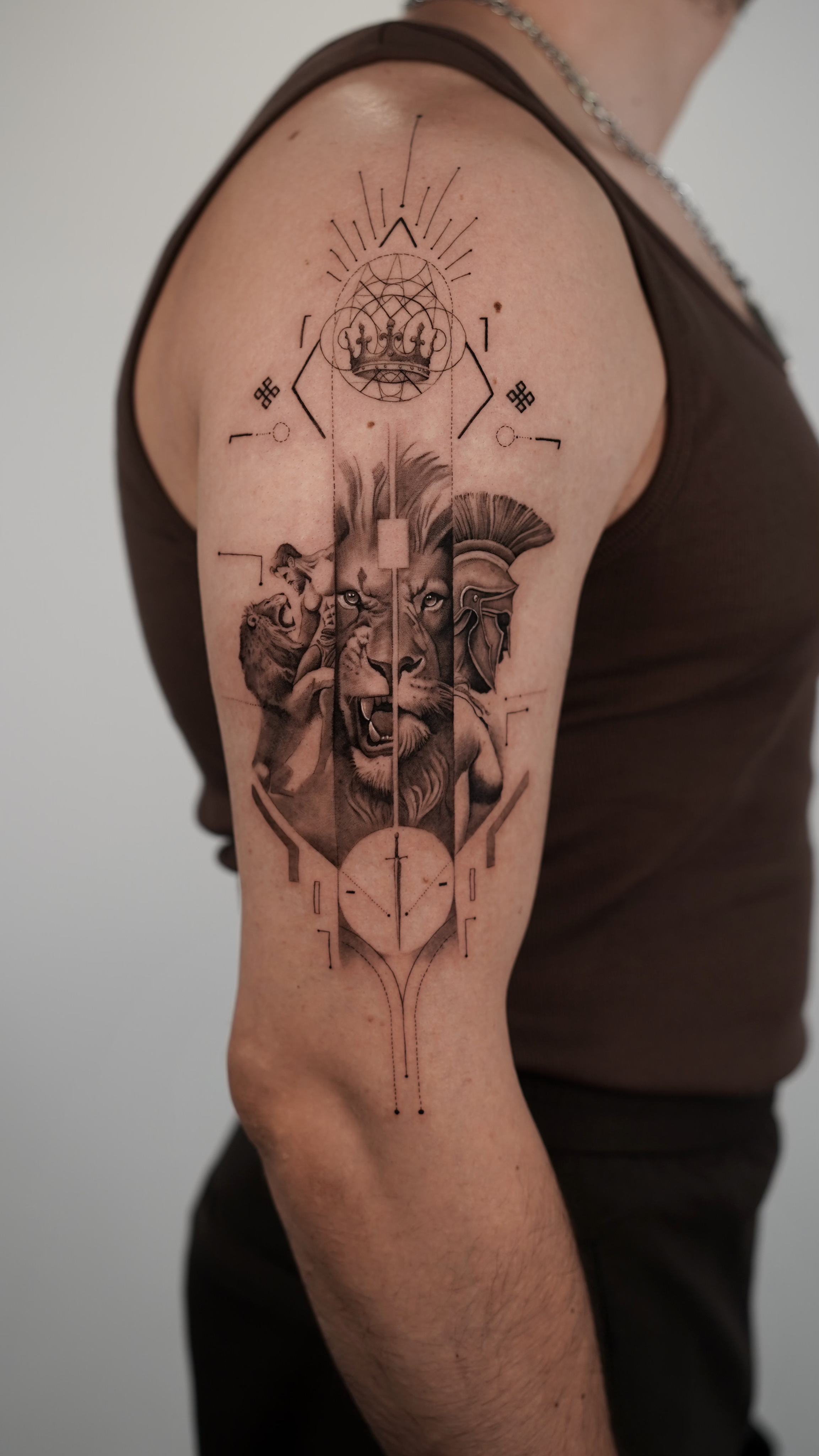 fineline realism tattoo half sleeve by Samet Yaman